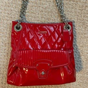 Coach Quilted Patent Leather Slim Tote